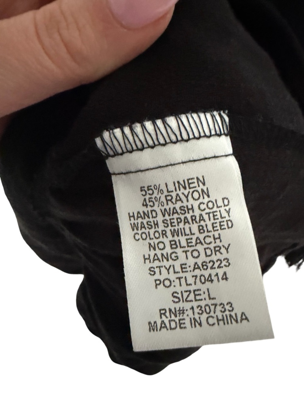 Umgee Black Linen Blend Tunic Dress Ruffle Sleeve L - Picture 8 of 8
